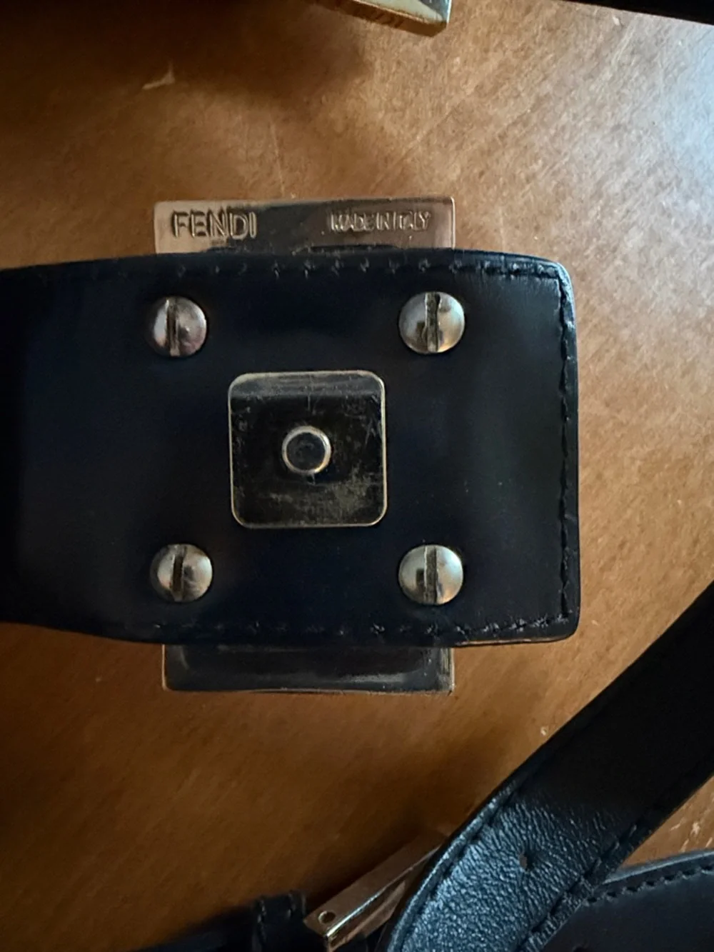 Fendi Black Monogram Canvas Shoulder Bag with Gold FF Buckle - Picture 3 of 5